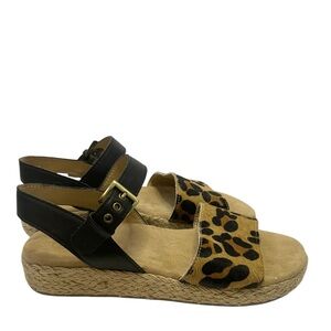 Aerosoles Leopard Print Leather Espadrille Sandals Comfort Size 9